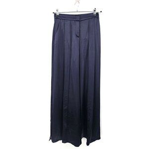 New ABS Allen Schwartz Wide Leg Pants Womens 8 Blue Satin Slits Palazzo